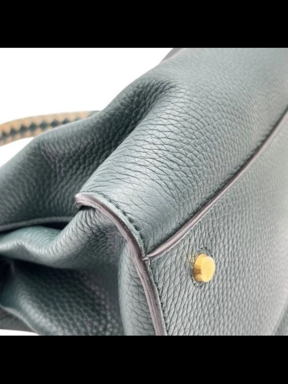 Mulberry Dark Green Pebbled Leather Satchel with Braided Top Handle - Picture 6 of 13